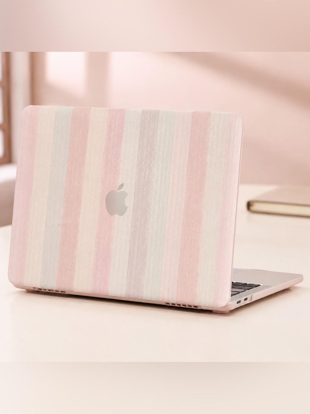 Apple Pink & Cream Striped 13-inch MacBook Cover
